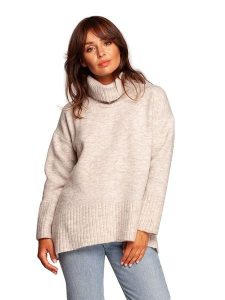 Be Wear Golf w kolorze beżowym rozmiar: L/XL. Brązowe swetry oversize Be Wear, l, bez wzorów, z wełny, bez ramiączek. Za 131,74 zł.
