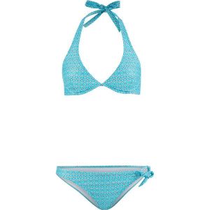Bikini na fiszbinach, zrównoważony produkt (2 części) bonprix zielony z nadrukiem. Bikini marki bonprix. Za 44,99 zł.