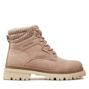 Trapery Kimberfeel. Brązowe buty zimowe Kimberfeel, bez obcasa, bez zapięcia. Za 429,99 zł.