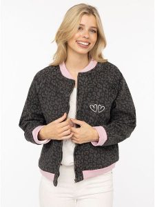 Zwillingsherz Kurtka "Leo Sparkle" w kolorze antracytowym rozmiar: S. Czarne kurtki Zwillingsherz, s, z aplikacjami, z bawełny, bez kaptura. Za 284,95 zł.