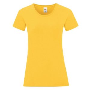Koszulka Damska Iconic 150. Brązowe bluzki FRUIT OF THE LOOM, s, bez wzorów, sportowe, bez kołnierzyka, bez ramiączek. Za 28,99 zł.