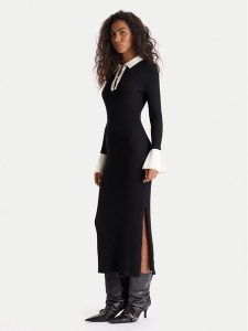 HUGO Sukienka dzianinowa Sharry 50542620 Czarny Slim Fit. Czarne sukienki Hugo, m, bez wzorów, z dzianiny, bez kołnierzyka, bez ramiączek. Za 619,99 zł.