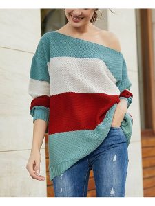 LA Angels Sweter w kolorze turkusowo-bordowo-kremowym rozmiar: L. Brązowe swetry oversize LA Angels, l, bez wzorów, bez ramiączek. Za 92,86 zł.