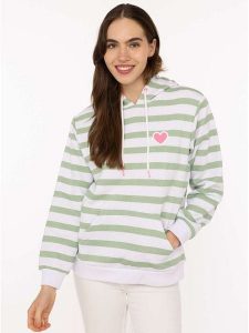Zwillingsherz Bluza w kolorze zielono-białym rozmiar: S/M. Białe bluzy Zwillingsherz, m, bez wzorów, z kapturem. Za 175,26 zł.
