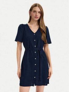 Vero Moda Sukienka letnia Mymilo 10340466 Granatowy Regular Fit. Niebieskie kombinezony Vero Moda, na lato, l, bez wzorów, ze lnu, bez kołnierzyka, bez ramiączek. Za 199,99 zł.