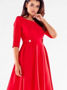 Sukienka Model A520 Red - awama. Czerwone sukienki Awama, l, bez wzorów, z elastanu, bez kołnierzyka, plus size, bez ramiączek, mini, rozkloszowane. Za 347,66 zł.