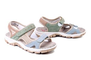 RIEKER 68866-94 multi, sandały damskie. Sandały Rieker, bez wzorów, bez obcasa, bez zapięcia. Za 319,90 zł.