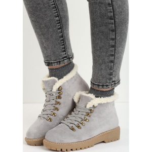 Szare Traperki Want Them. Buty zimowe marki Born2be. Za 99,99 zł.
