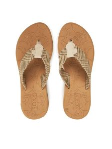 Roxy Japonki ARJL100899 Beżowy. Brązowe klapki Roxy, bez wzorów, z materiału, bez obcasa. Za 139,99 zł.