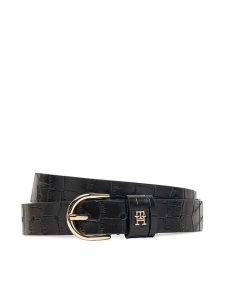 Tommy Hilfiger Pasek Damski Essential Effortless 2.5 Croc Go AW0AW17755 Czarny. Czarne paski TOMMY HILFIGER, bez wzorów, ze skóry. Za 169,99 zł.