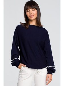 Be Wear Sweter w kolorze granatowym rozmiar: onesize. Niebieskie swetry oversize Be Wear, bez wzorów, ze splotem, bez ramiączek. Za 118,84 zł.
