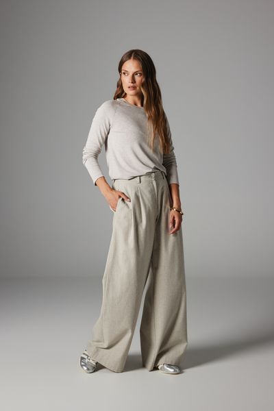 SPODNIE DALIA BEŻOWE XL - Flawless. Brązowe spodnie z wysokim stanem Flawless, bez wzorów, z bawełny, z podwyższonym stanem, długie. Za 597,00 zł.