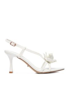 DeeZee Sandały CEO-297-77 Biały. Białe sandały DeeZee, bez wzorów, ze skóry, bez obcasa, na szpilce, bez zapięcia. Za 139,99 zł.