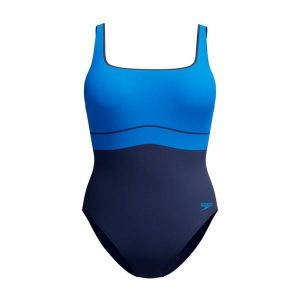 Damski kostium kąpielowy 1-częściowy Speedo Eco New Contour Eclipse 1P. Niebieskie stroje jednoczęściowe Speedo, bez wzorów. Za 296,50 zł.
