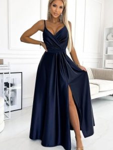 Sukienka Model Juliet 512-2 Navy - Numoco. Niebieskie sukienki NUMOCO, na co dzień, l, z aplikacjami, z elastanu, eleganckie, bez kołnierzyka, plus size, bez ramiączek, maxi, proste. Za 421,25 zł.