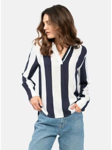 KEY LARGO Bluzka "Referee" w kolorze biało-granatowym rozmiar: M. Białe bluzki KEY LARGO, m, bez wzorów, z wiskozy, bez kołnierzyka, bez ramiączek. Za 100,04 zł.