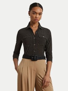 LAUREN RALPH LAUREN Koszula 200971090001 Czarny Slim Fit. Czarne koszule Lauren Ralph Lauren, l, bez wzorów, z syntetyku, bez kołnierzyka, bez ramiączek. Za 499,99 zł.