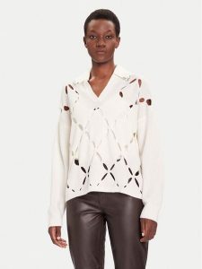 Liu Jo Sweter MF5038 MS009 Biały Regular Fit. Białe swetry klasyczne Liu Jo, xs, z wełny, bez kołnierzyka. Za 519,99 zł.