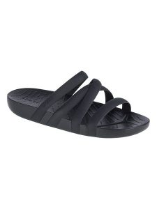 Crocs Klapki "Splash" w kolorze czarnym rozmiar: 34/35. Czarne klapki Crocs, bez wzorów, z otwartym noskiem, bez obcasa. Za 87,61 zł.