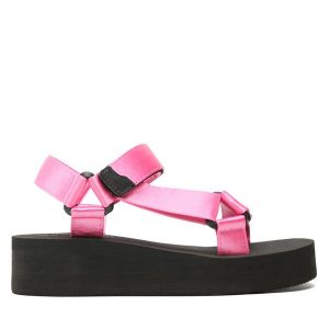 Sandały Jenny Fairy. Czerwone sandały Jenny Fairy, bez wzorów, bez obcasa, na koturnie, bez zapięcia. Za 99,99 zł.