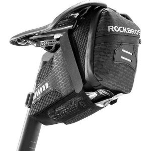 Sakwa rowerowa pod siodełko Rockbros 1,5L. Czarne torebki klasyczne ROCKBROS, bez wzorów, bez dodatków. Za 89,99 zł.