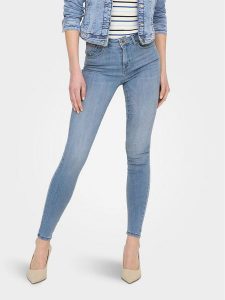 ONLY Jeansy Power 15228584 Niebieski Skinny Fit. Niebieskie jeansy ONLY, bez wzorów, z bawełny. Za 109,99 zł.