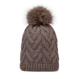 Czapka BUFF KNITTED & FLEECE BAND BEANIE CARYN COBBLESTONE. Brązowe czapki Buff, bez wzorów, sportowe. Za 140,99 zł.