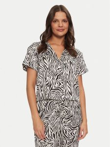 Hunkemöller Koszulka piżamowa Peppers 206526 Czarny Regular Fit. Czarne koszule nocne Hunkemöller, bez wzorów, z syntetyku, bez ramiączek. Za 79,99 zł.