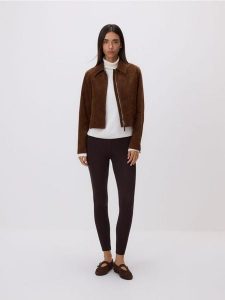 Bawełniane legginsy - ciemnobrązowy. Brązowe legginsy Reserved, bez wzorów, z bawełny. Za 49,99 zł.