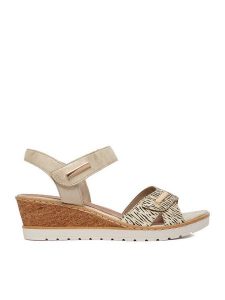 Remonte Sandały CEO-R6266-90 Złoty. Żółte sandały Remonte, bez wzorów, ze skóry, bez obcasa, na koturnie, bez zapięcia. Za 359,99 zł.