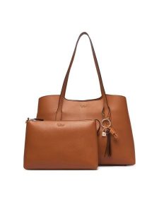Guess Torebka HWBG97 35230 Brązowy jasny. Brązowe shopper bag Guess, z aplikacjami, ze skóry, bez dodatków. Za 634,99 zł.