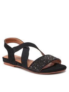 Jenny Fairy Sandały WS21128-05 Czarny. Czarne sandały Jenny Fairy, bez wzorów, z materiału, bez obcasa, na płaskiej podeszwie, bez zapięcia. Za 65,99 zł.