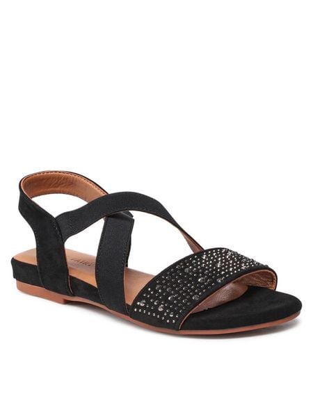 Jenny Fairy Sandały WS21128-05 Czarny. Czarne sandały Jenny Fairy, bez wzorów, z materiału, bez obcasa, na płaskiej podeszwie, bez zapięcia. Za 65,99 zł.