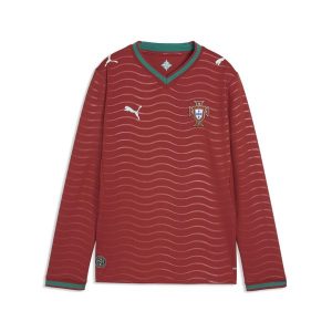 Młodzieżowa koszulka domowa z długim rękawem reprezentacji Portugalii 2026 PUMA. Czerwona bluzki Puma, m, bez wzorów, młodzieżowe, bez kołnierzyka, bez ramiączek. Za 369,00 zł.