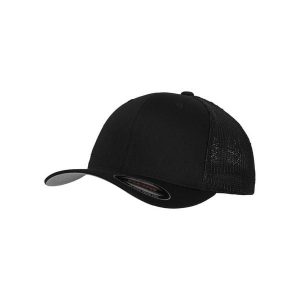 Czapka Flexfit Trucker. Czarne czapki FLEXFIT, bez wzorów, z bawełny. Za 67,40 zł.