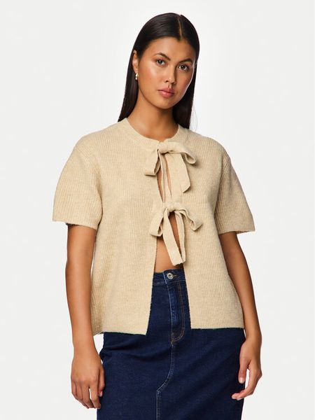 Pieces Kardigan 17156681 Beżowy Regular Fit. Brązowe kardigany Pieces, z syntetyku. Za 79,99 zł.