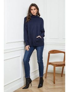 Joséfine Sweter "Vinicius" w kolorze granatowym rozmiar: XL. Niebieskie golfy Joséfine, bez wzorów, z kaszmiru. Za 126,45 zł.
