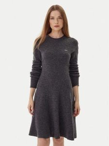 Lacoste Sukienka dzianinowa EF4161 Szary Regular Fit. Szare sukienki Lacoste, bez wzorów, z dzianiny, bez kołnierzyka, bez ramiączek. Za 569,99 zł.