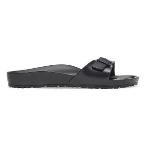 Klapki damskie BIRKENSTOCK Madrid EVA Black. Czarne klapki Birkenstock, bez wzorów, z materiału, bez obcasa. Za 159,99 zł.