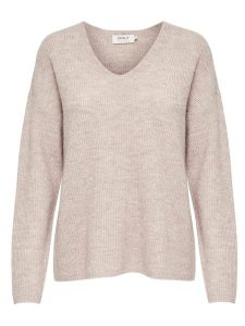 ONLY Sweter "Camilla" w kolorze beżowym rozmiar: XL. Brązowe swetry oversize ONLY, xl, bez wzorów, ze splotem, bez ramiączek. Za 78,84 zł.