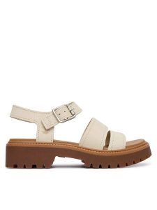 Timberland Sandały Stone Street TB0A2EJMEN71 Beżowy. Brązowe sandały Timberland, bez wzorów, z nubiku, bez obcasa, na płaskiej podeszwie, bez zapięcia. Za 499,99 zł.