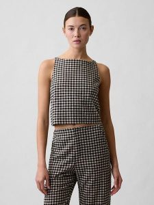 GAP Top w kolorze czarno-beżowym rozmiar: M. Brązowe topy GAP, m, bez wzorów, bez kołnierzyka, bez ramiączek. Za 84,21 zł.