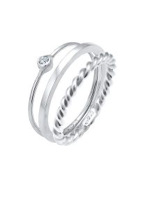 Elli Zestaw damski pasjans Basic Twisted z kryształem ze srebra próby 925 Pierścionki 1 ct Damski. Pierścionki Elli, srebrne. Za 213,99 zł.