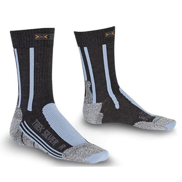 Skarpety trekkingowe damskie X-socks Trekking Silver. Czarne skarpetki X-Socks, bez wzorów. W wyprzedaży za 38,00 zł.