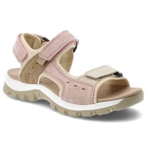 Sandały damskie Artiker, cholewka ze skóry naturalnej nubukowej regulowane paski z zapięciem na rzep, różowe, 58C1813. Czerwone sandały ARTIKER, bez wzorów, z nubiku, bez obcasa, bez zapięcia. Za 219,00 zł.