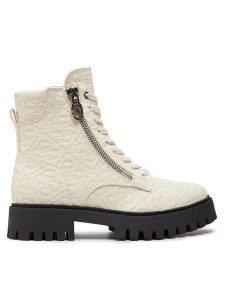 Guess Trzewiki Fiona FLTFIO FAL10 Biały. Białe botki Guess, z aplikacjami, ze skóry, bez obcasa, na płaskiej podeszwie, bez zapięcia. Za 489,99 zł.