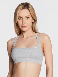Chantelle Biustonosz top Cotton Comfort C15P10 Szary. Szare topy Chantelle, s, bez wzorów, z bawełny, bez kołnierzyka, bez ramiączek. Za 119,99 zł.