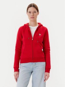 Guess Jeans Bluza W4YQ03 KC811 Czerwony Regular Fit. Czerwone bluzy Guess Jeans, m, z aplikacjami, z bawełny, bez kaptura. Za 349,99 zł.
