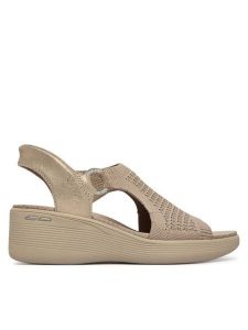 Skechers Sandały Martha Stewart: Pier-Lite - Park Path 188001/TPE Beżowy. Brązowe sandały Skechers, bez wzorów, z materiału, bez obcasa, na koturnie, bez zapięcia. Za 359,99 zł.