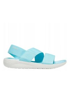 Crocs Sandały w kolorze błękitnym rozmiar: 42/43. Niebieskie sandały Crocs, bez wzorów, z otwartym noskiem, bez obcasa, bez zapięcia. Za 114,17 zł.